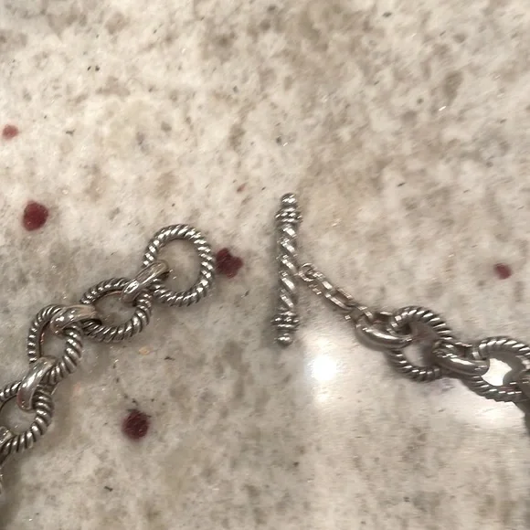 Sterling Silver 18”, wide link chain w citrine pendant. EUC. As is. See images - Picture 13 of 14